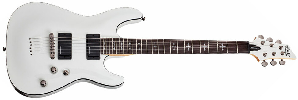 Schecter Demon-6 2h Ht Rw - Vintage White - Guitare Électrique Forme Str - Main picture
