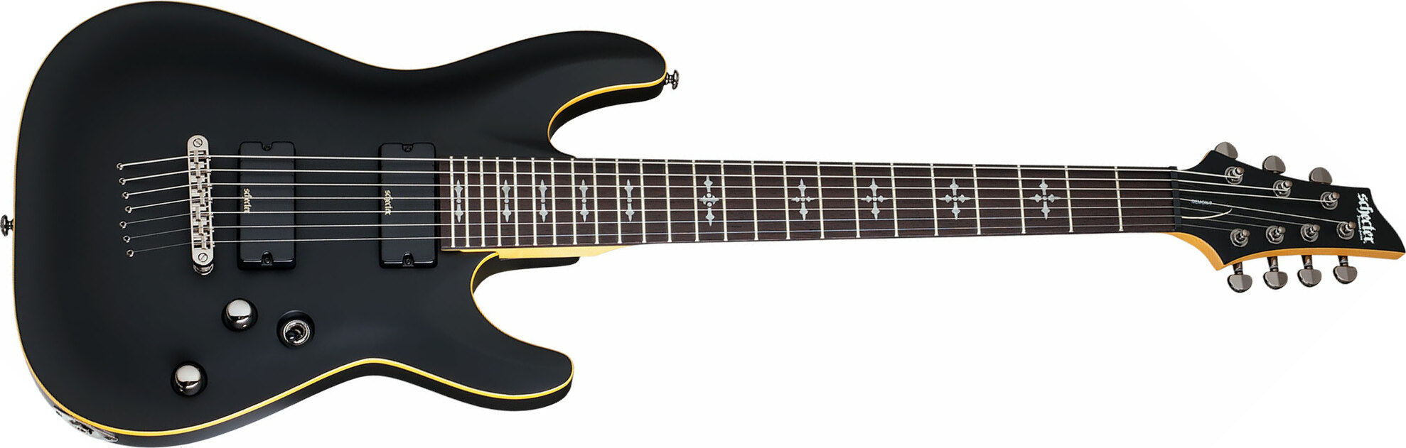 Schecter Demon-7 7c 2h Ht Wen - Aged Black Satin - Guitare Électrique 7 Cordes - Main picture