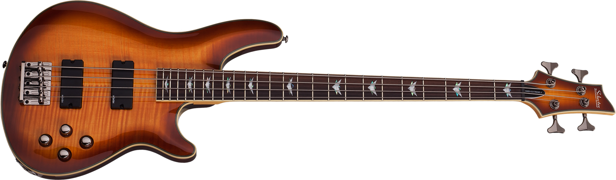 Schecter Omen Extreme-4 Active Rw - Vintage Sunburst - Basse Électrique Solid Body - Main picture