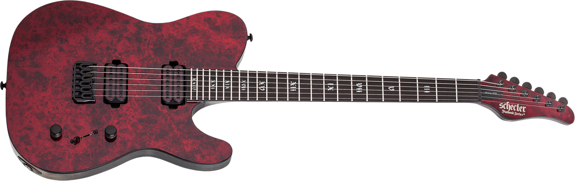 Schecter Pt Apocalypse 2h Ht Eb - Red Reign - Guitare Électrique Forme Tel - Main picture