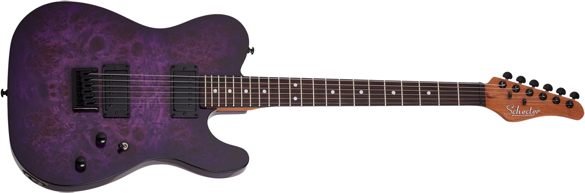 Schecter Pt Standard 2h Ht Rw - Purple Burst Burl - Guitare Électrique Forme Tel - Main picture