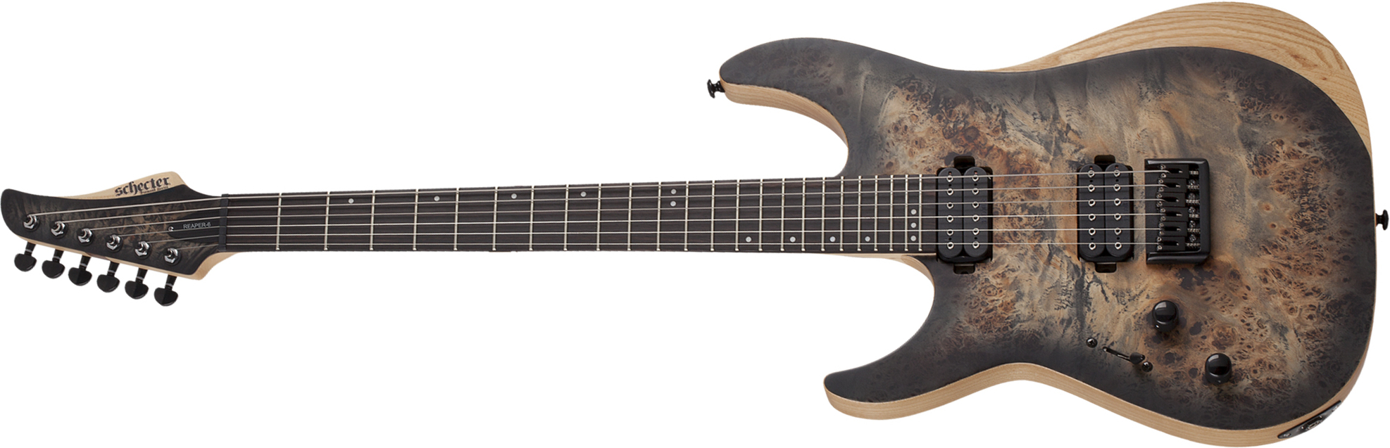 Schecter Reaper-6 Lh Gaucher 2h Ht Eb - Satin Charcoal Burst - Guitare Électrique Gaucher - Main picture