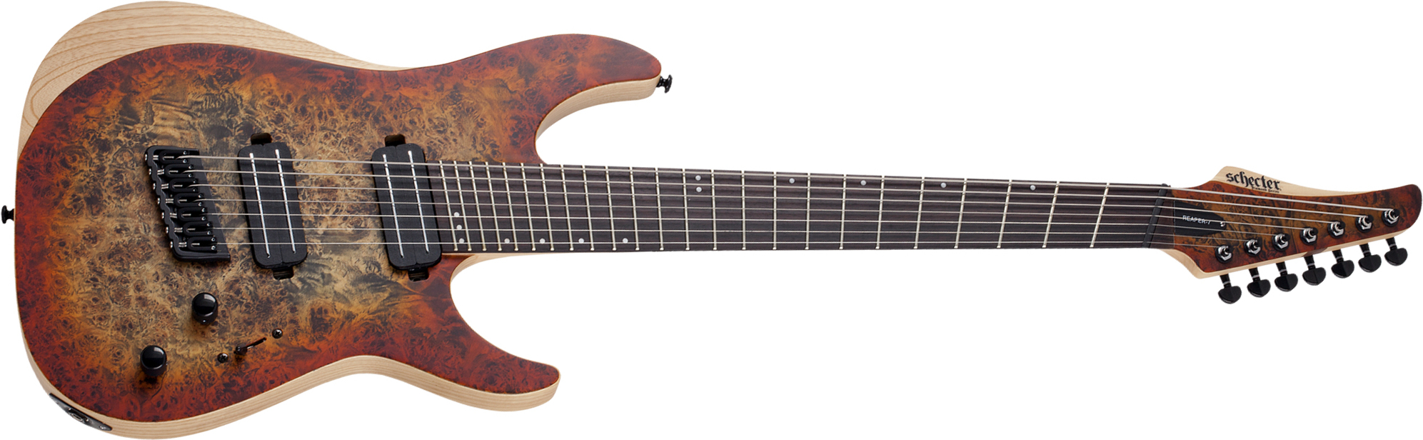 Schecter Reaper-7 Multiscale 7c Ht 2h Eb - Satin Inferno Burst - Guitare Électrique Multi-scale - Main picture