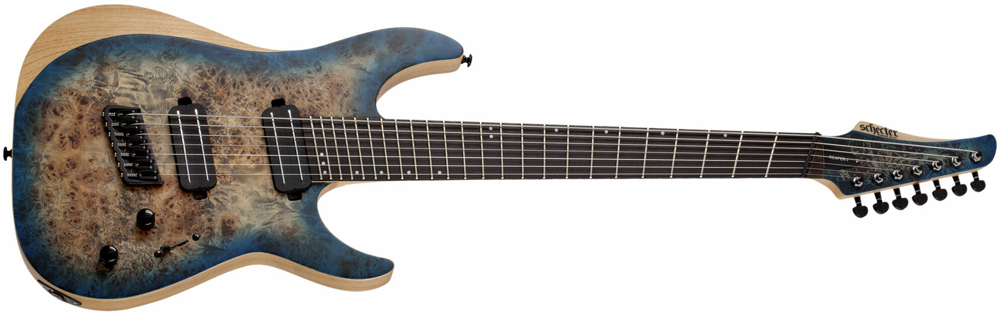 Schecter Reaper 7c Multiscale 2h Ht Eb - Satin Sky Burst - Guitare Électrique Multi-scale - Main picture