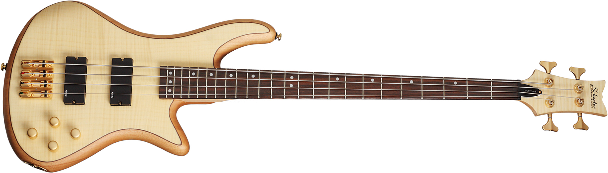 Schecter Stiletto Custom-4 Active Emg Rw - Natural Satin - Basse Électrique Solid Body - Main picture