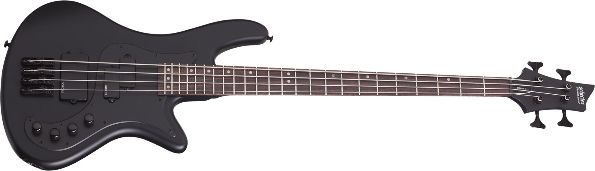 Schecter Stiletto Stealth 4c Active Rw - Satin Black - Basse Électrique Solid Body - Main picture