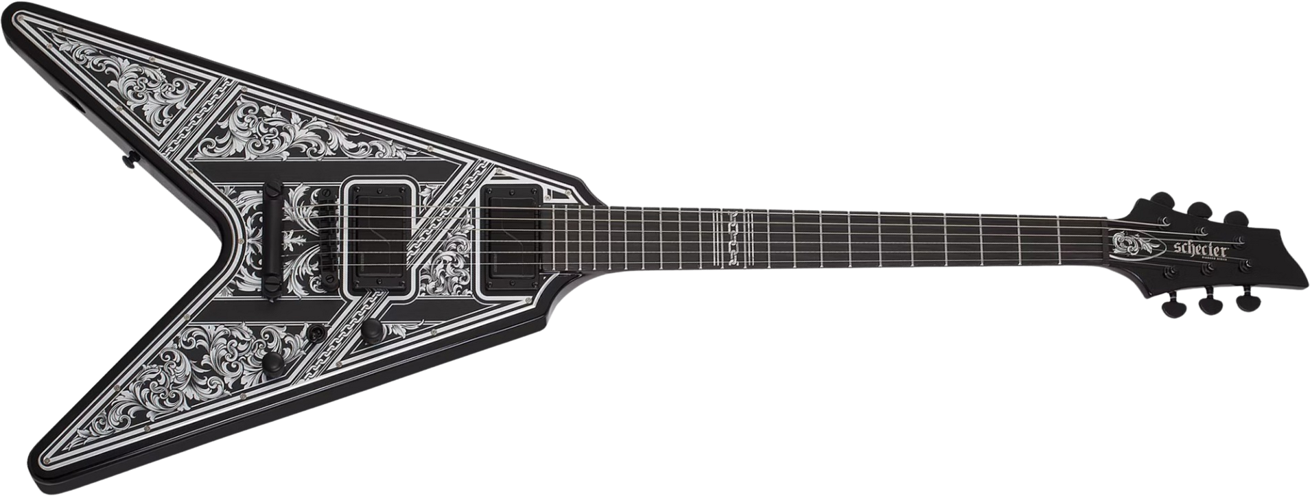 Schecter V1 Pryzm Palladium 2h Fishman Fluence Modern Eb - Gloss Black - Guitare Électrique MÉtal - Main picture
