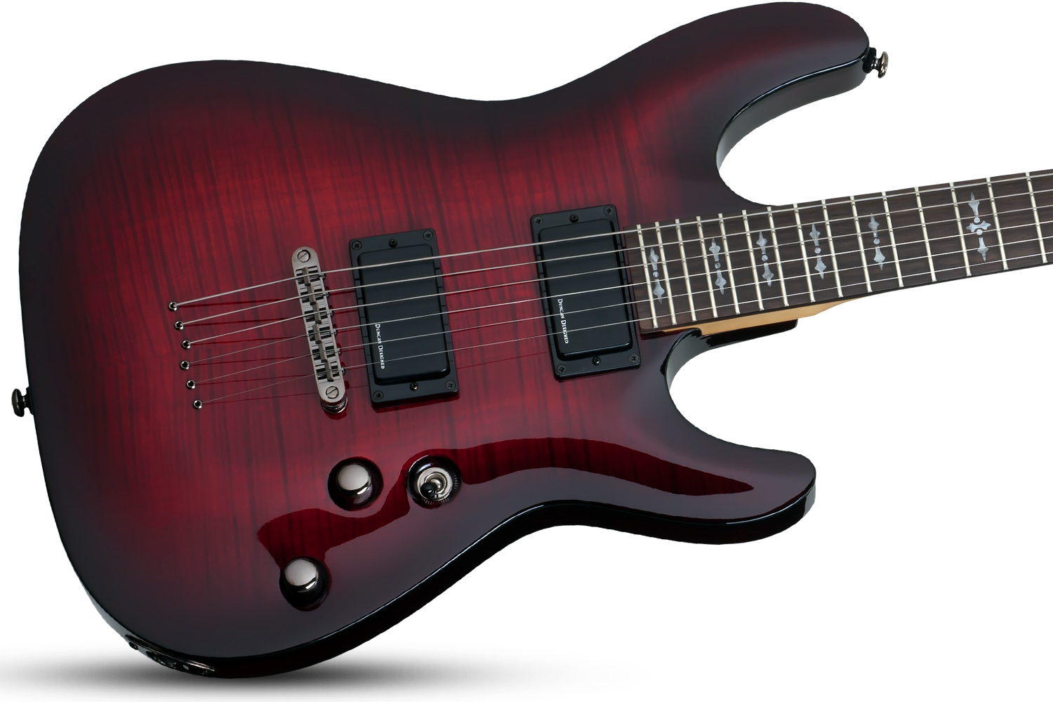 Schecter Demon-6 2h Ht Rw - Crimson Red Burst - Guitare Électrique Forme Str - Variation 1