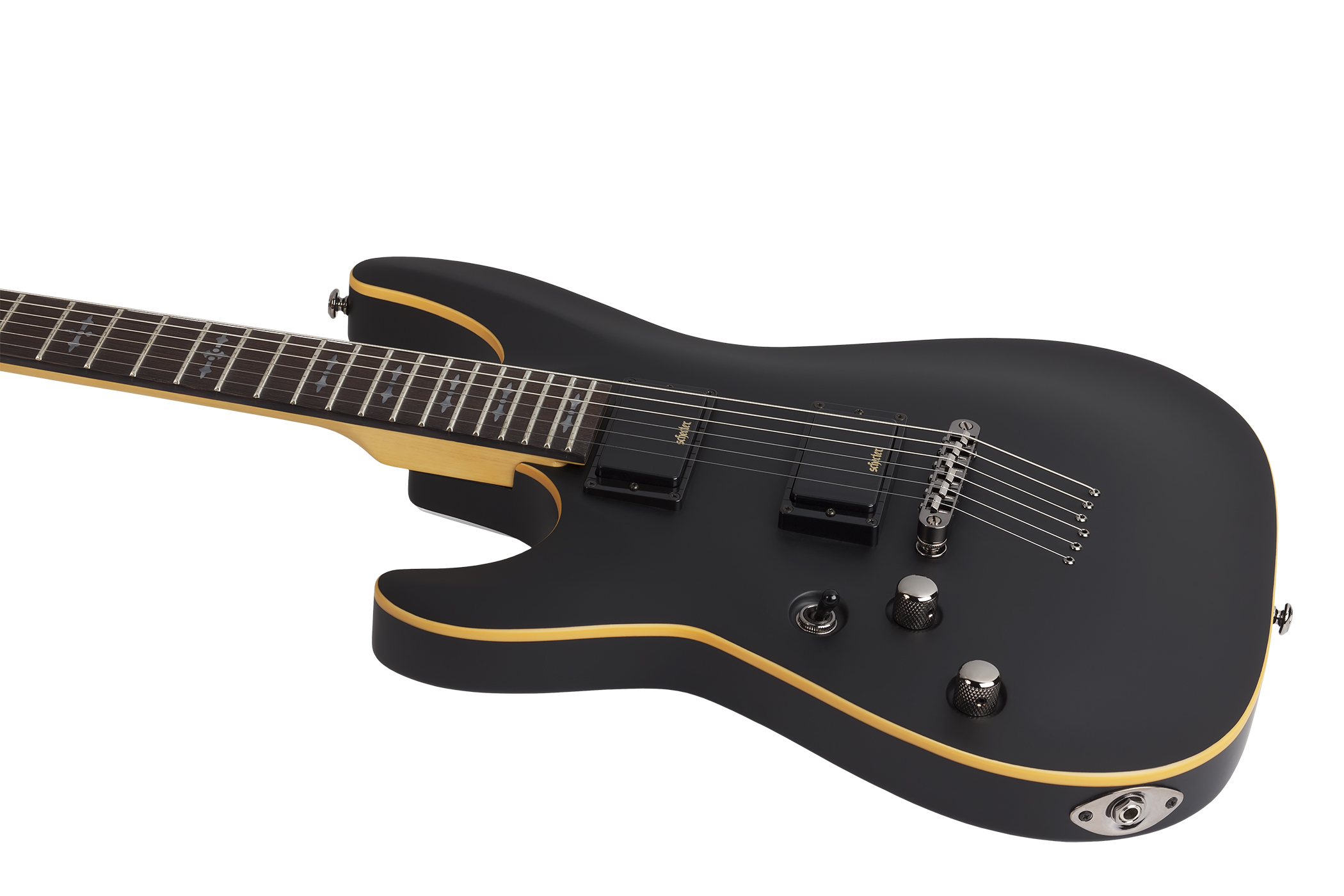 Schecter Demon-6 Lh Gaucher 2h Ht Wen - Aged Black Satin - Guitare Électrique Gaucher - Variation 1