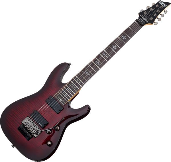 Guitare électrique baryton Schecter Demon-7 FR - Crimson red burst