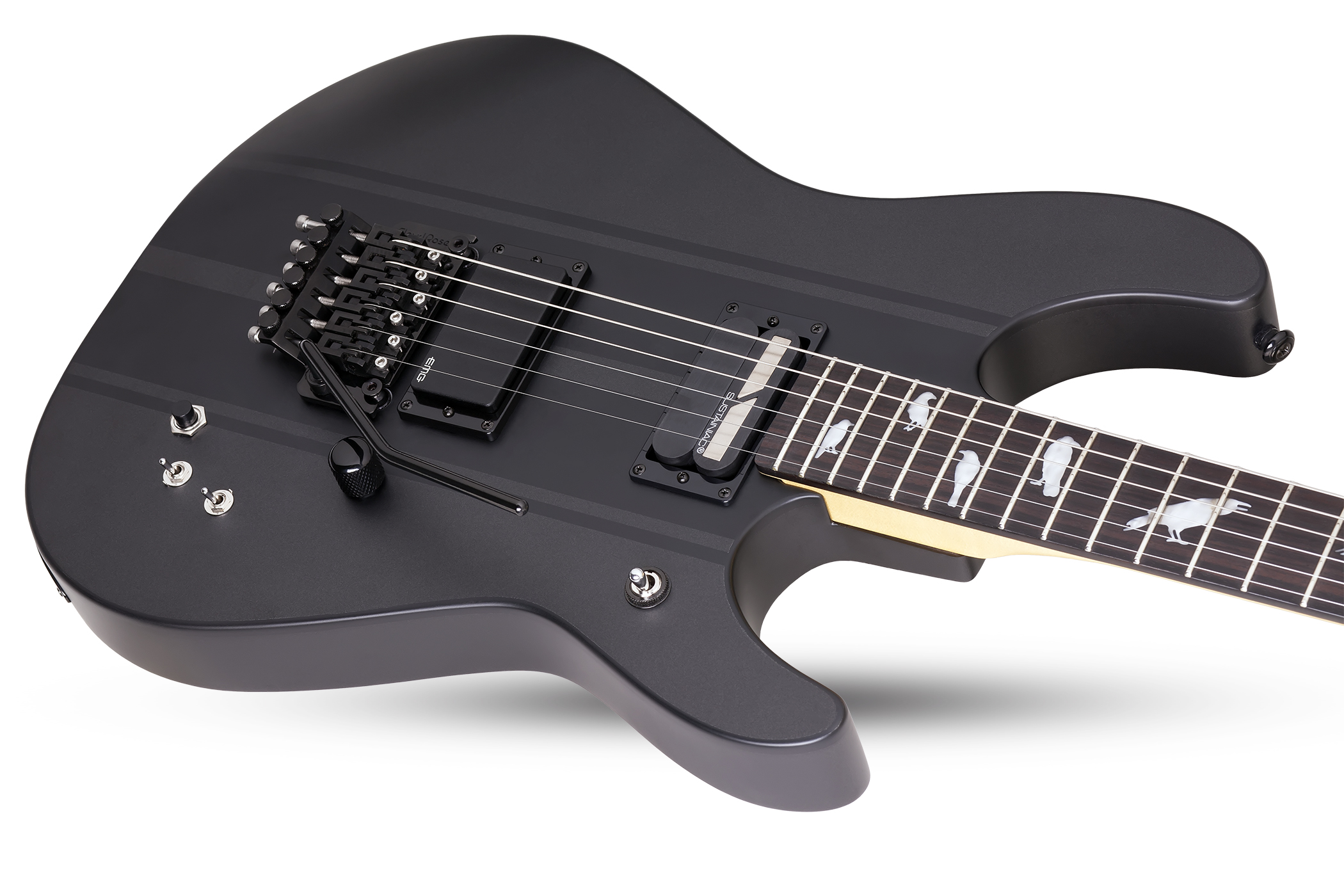 Schecter Dj Ashba Signature 2h Emg Sustainiac Fr Eb - Carbon Grey - Guitare Électrique Forme Str - Variation 1