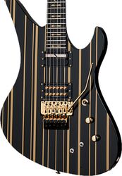 Guitare électrique signature Schecter Synyster Custom-S - Black w/ gold stripes