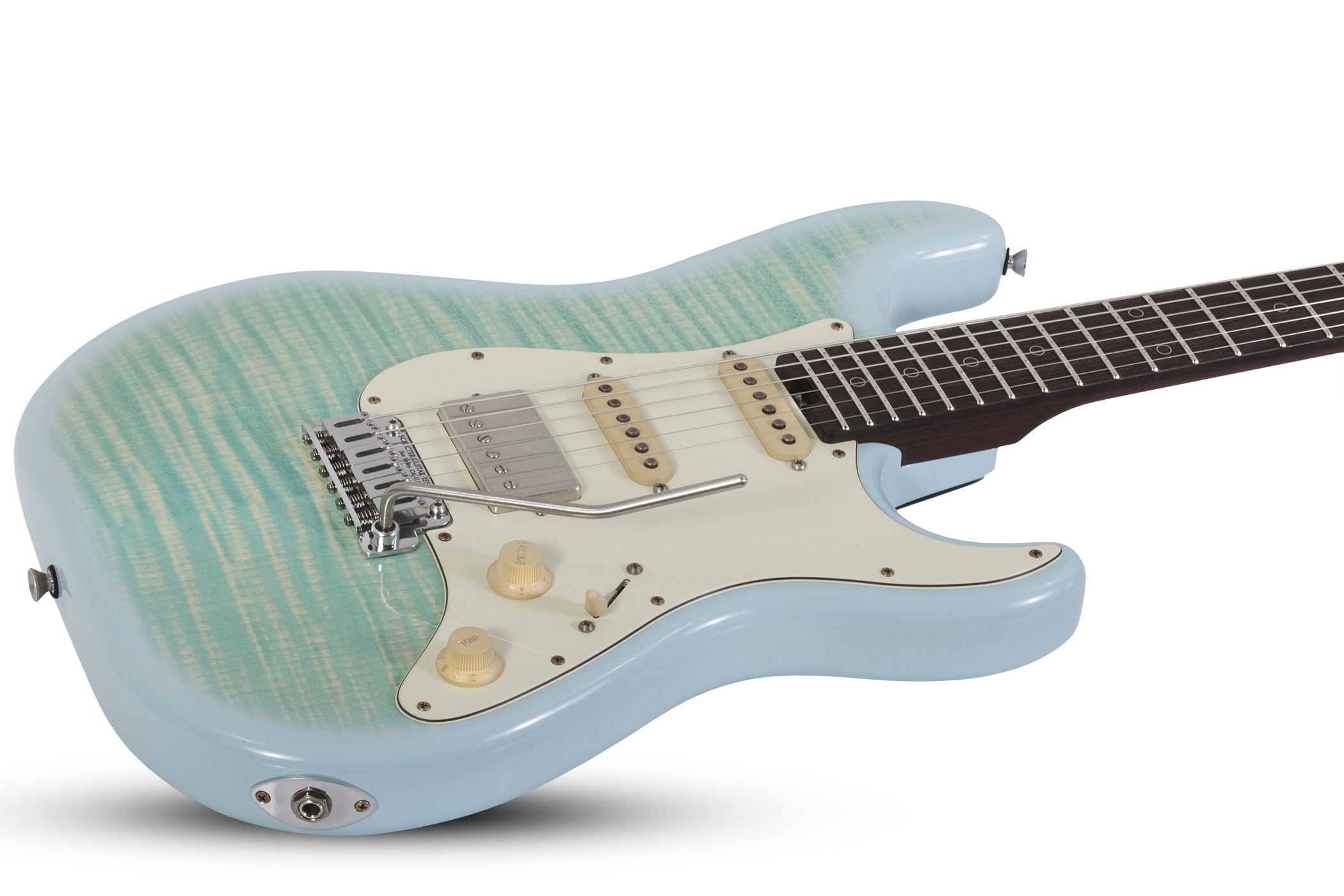 Schecter Nick Johnston Flame Top Nitro Usa Signature Hss Trem Eb - Atomic Ice - Guitare Électrique Forme Str - Variation 2