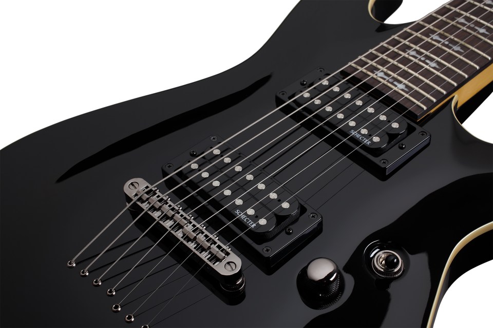 Schecter Omen-7 Lh Gaucher 2h Ht Rw - Black - Guitare Électrique Gaucher - Variation 1