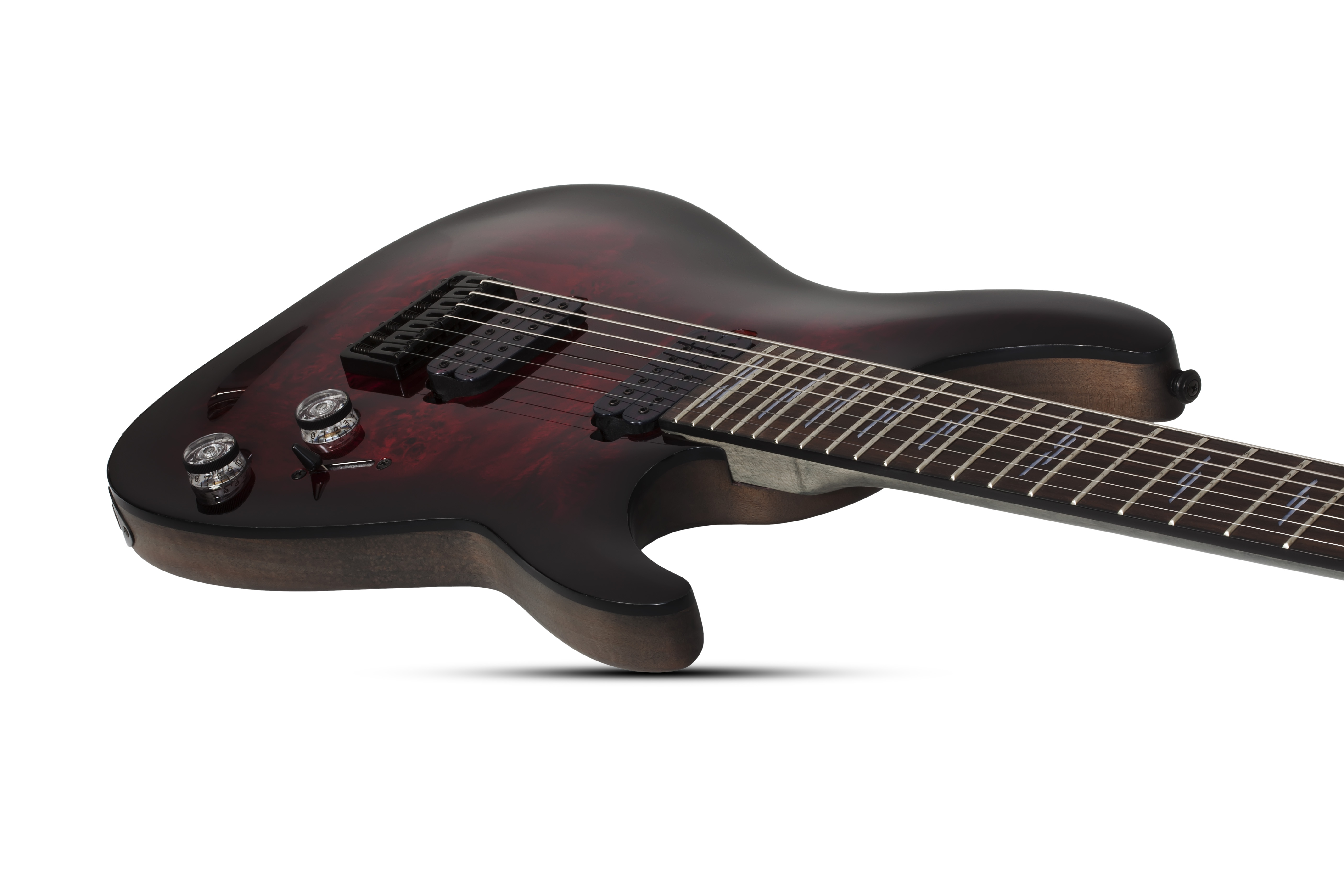 Schecter Omen Elite-7 7c Baryton 2h Ht Rw - Black Cherry Burst - Guitare Électrique 7 Cordes - Variation 2