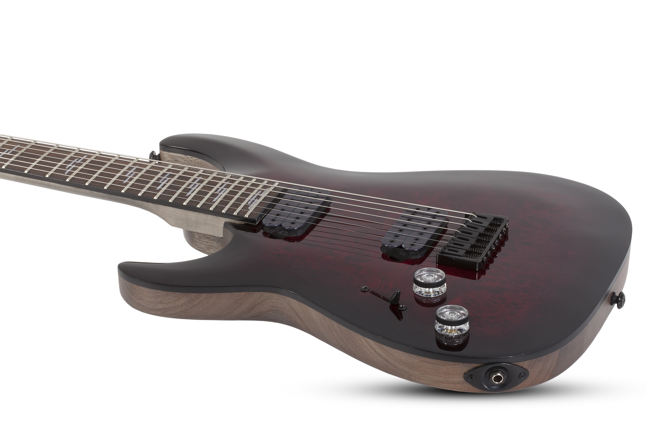 Schecter Omen Elite-7 7c Baryton Lh Gaucher 2h Ht Rw - Black Cherry Burst - Guitare Électrique Gaucher - Variation 1