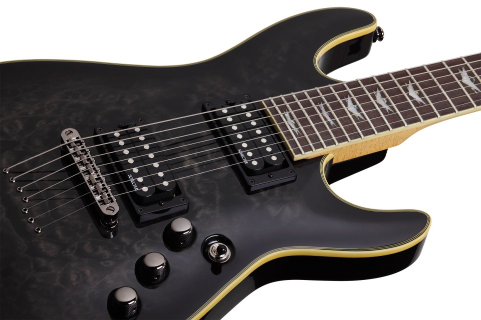 Schecter Omen Extreme-7 7c 2h Ht Rw - See-thru Black Gloss - Guitare Électrique 7 Cordes - Variation 3