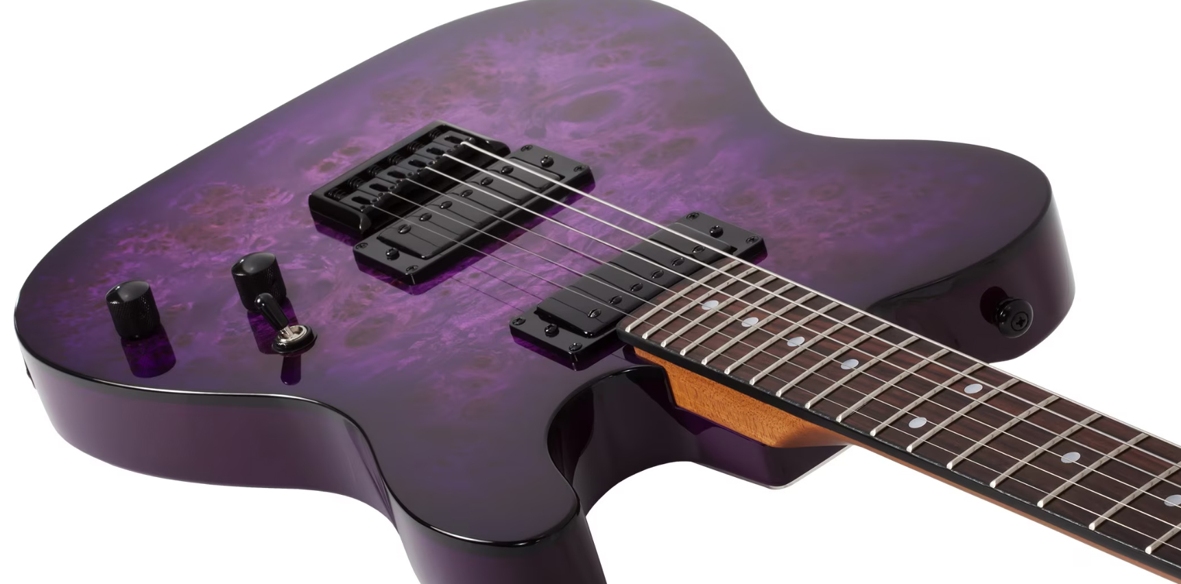 Schecter Pt Standard 2h Ht Rw - Purple Burst Burl - Guitare Électrique Forme Tel - Variation 2