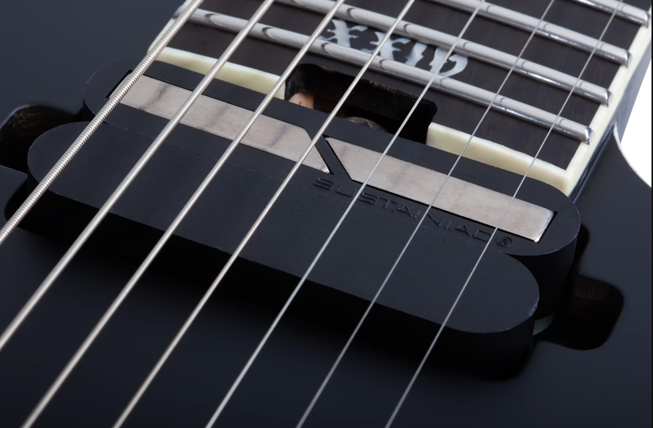 Schecter Pt7 Frs Sls Elite Evil Twin 2h Fishman Fluence Sustainiac Fr Eb - Satin Black - Guitare Électrique Baryton - Variation 3