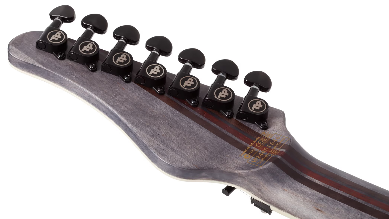 Schecter Pt7 Frs Sls Elite Evil Twin 2h Fishman Fluence Sustainiac Fr Eb - Satin Black - Guitare Électrique Baryton - Variation 8