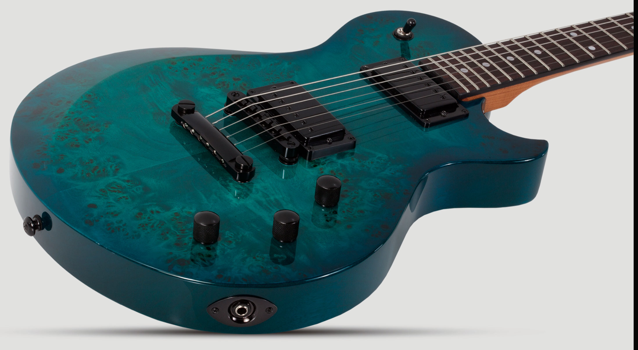 Schecter Solo-ii Standard 2h Ht Rw - Ocean Blue Burst Burl - Guitare Électrique Single Cut - Variation 2