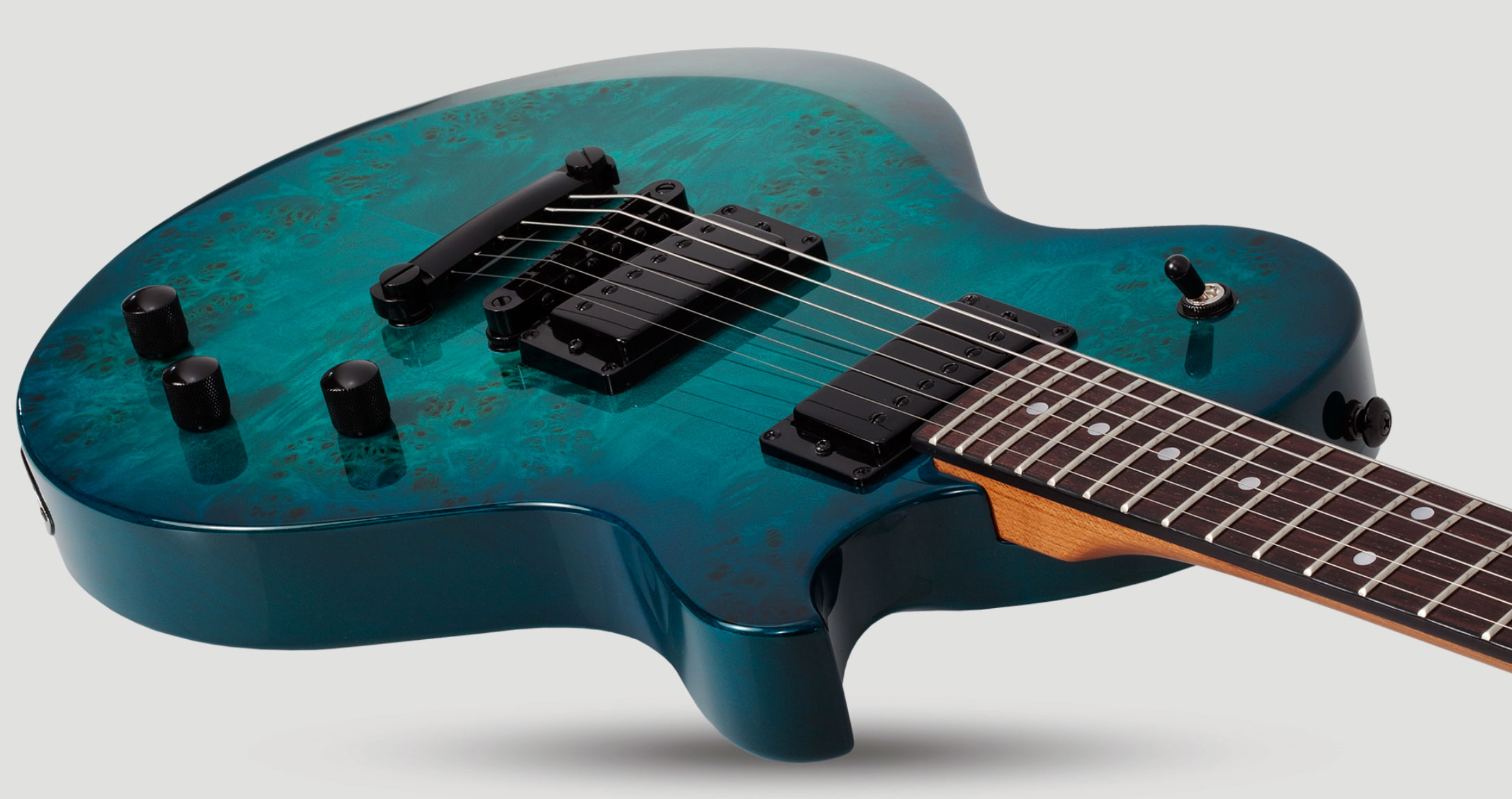 Schecter Solo-ii Standard 2h Ht Rw - Ocean Blue Burst Burl - Guitare Électrique Single Cut - Variation 3
