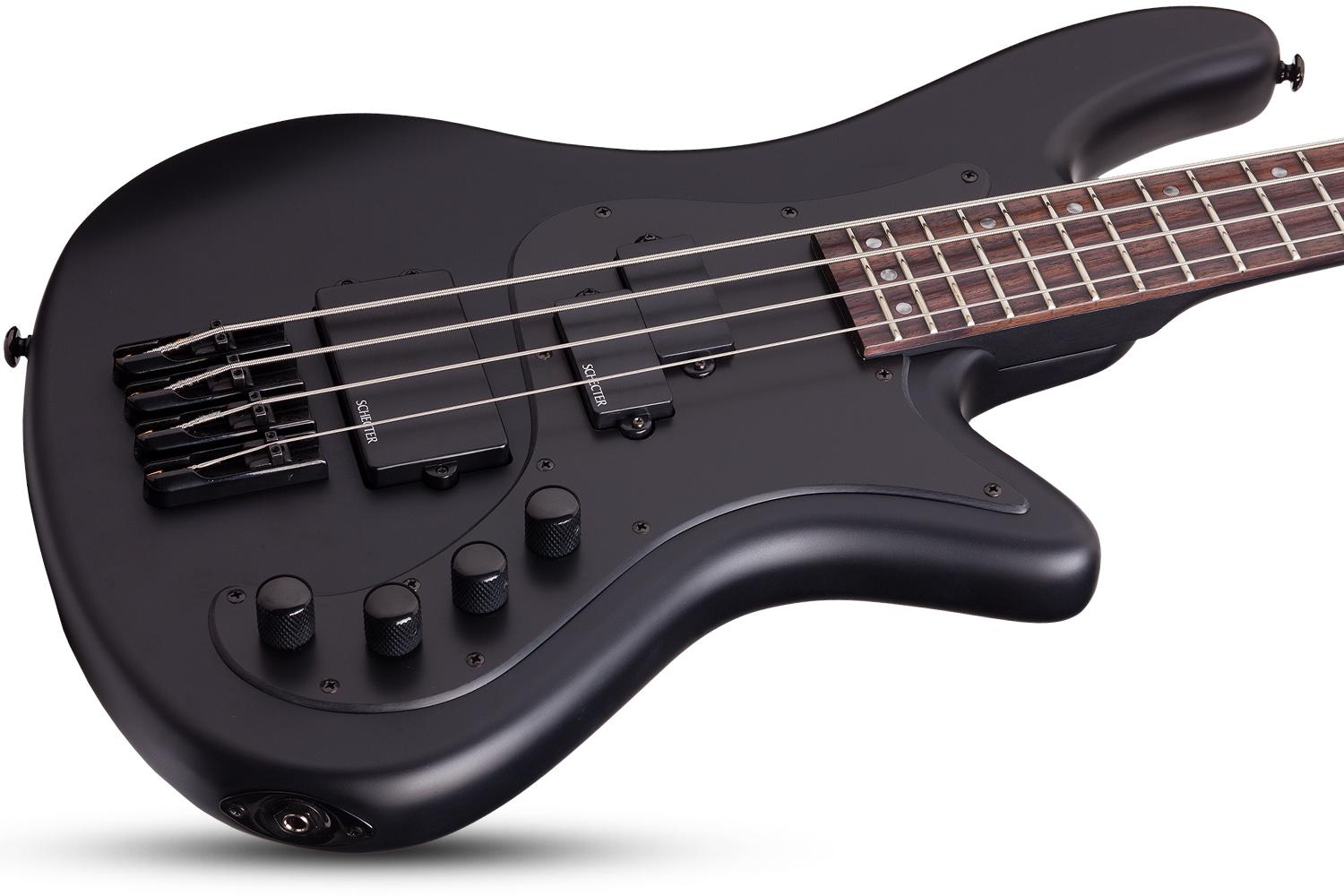 Schecter Stiletto Stealth 4c Active Rw - Satin Black - Basse Électrique Solid Body - Variation 2