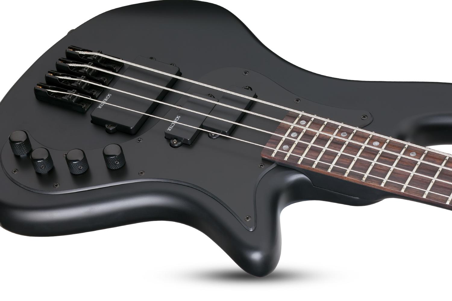 Schecter Stiletto Stealth 4c Active Rw - Satin Black - Basse Électrique Solid Body - Variation 3