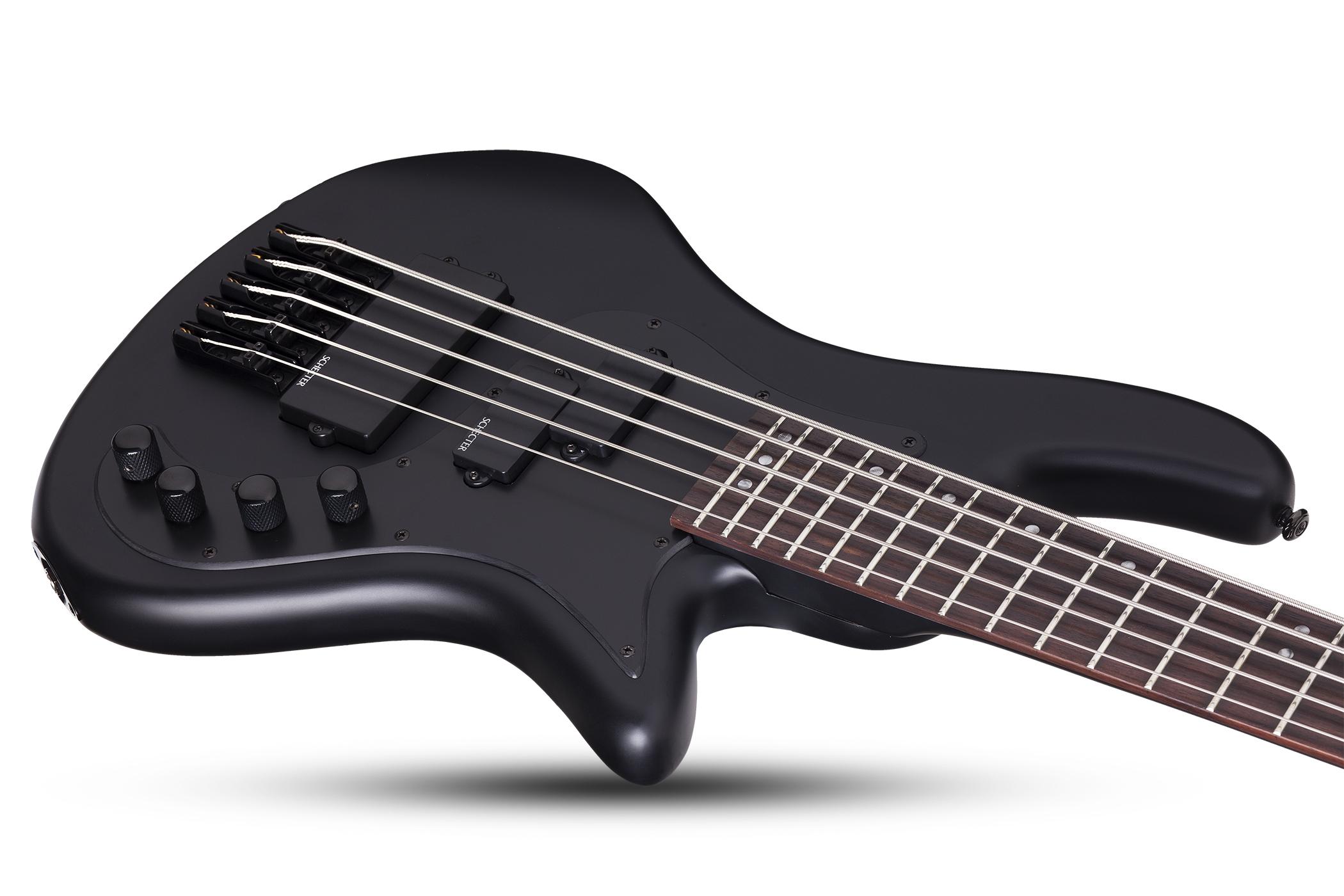 Schecter Stiletto Stealth-5 5c Active Rw - Satin Black - Basse Électrique Solid Body - Variation 2