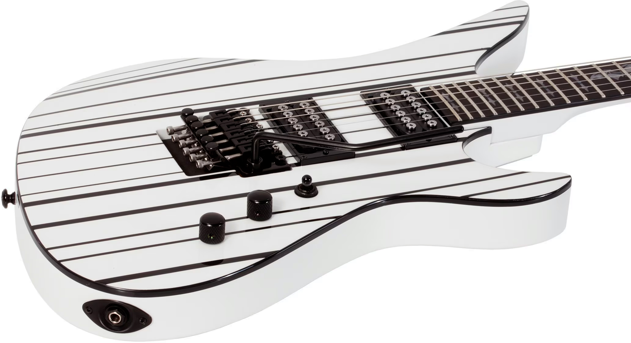 Schecter Synyster Standard Signature 2h Fr Eb - Gloss White With Black Pinstripes - Guitare Électrique Signature - Variation 1