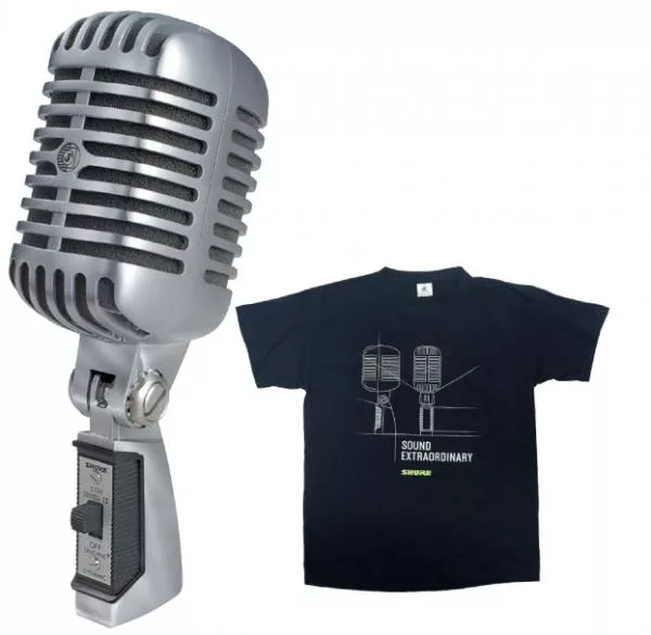 Micro chant Shure 55SHT2  + T-shirt noir Super 55 logo vert, taille S offer