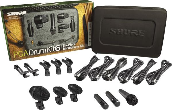 Paire, kit, stereo set micros Shure PGA DRUMKIT6