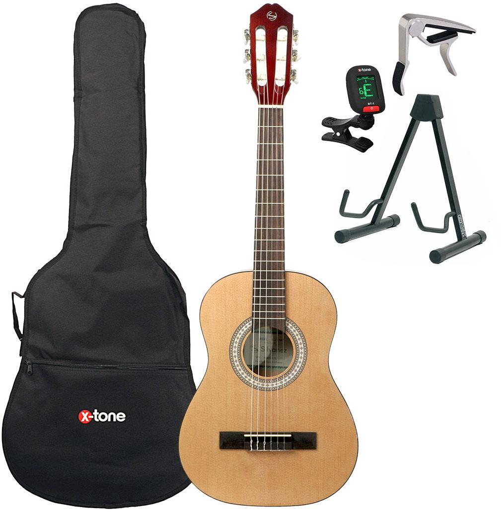 Pack guitare classique Silvanez CL-12 NAT + housse + accordeur + capodastre + stand - Natural gloss