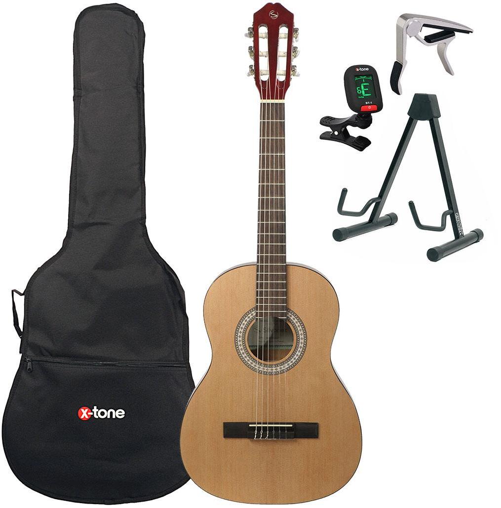 Pack guitare classique Silvanez CL-34 NAT + housse + accordeur + capodastre + stand - Natural gloss