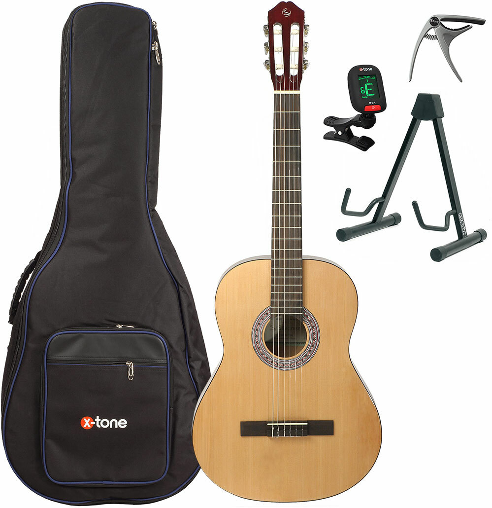 Silvanez Cl44-nat +housse X-tone 2002 +accordeur +capo +stand - Natural - Pack Guitare Classique - Main picture