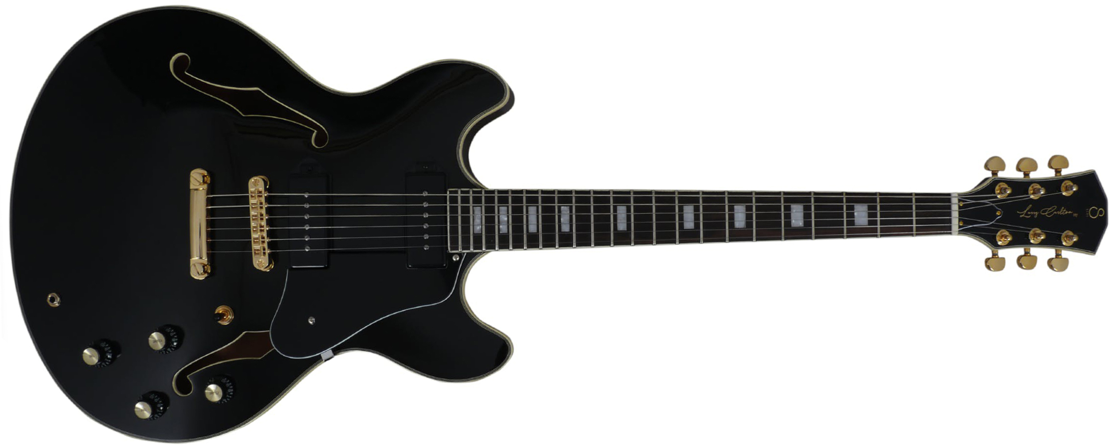 Sire Larry Carlton H7v Signature 2s P90 Ht Eb - Black - Guitare Électrique 1/2 Caisse - Main picture