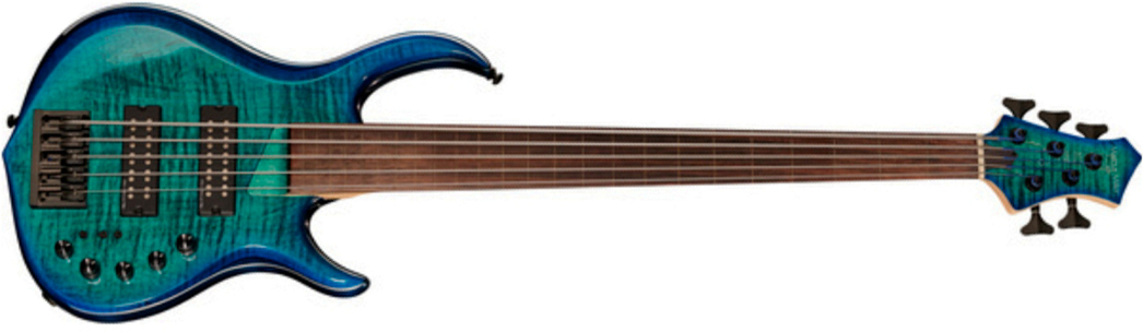 Sire Marcus Miller M5 Swamp Ash 5st Fl Fretless Active Eb - Transparent Blue - Basse Électrique Solid Body - Main picture