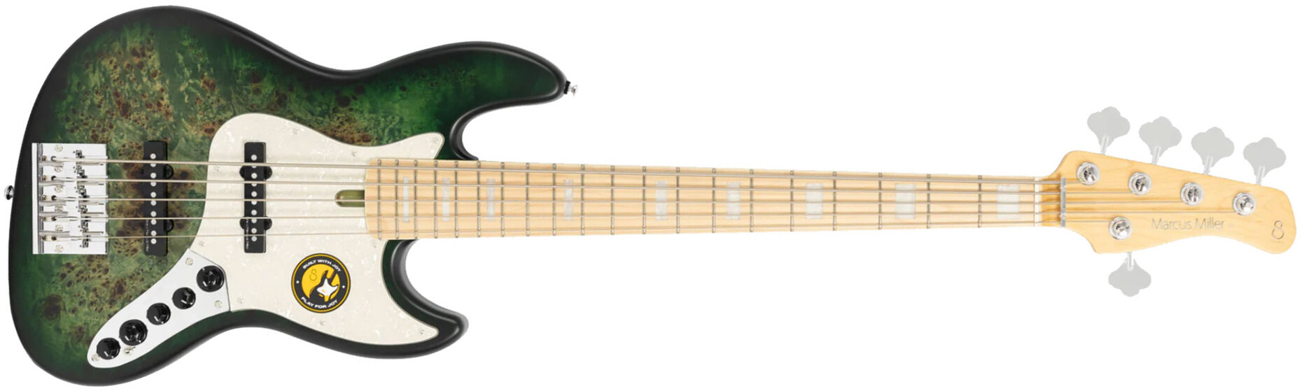 Sire Marcus Miller V7 Ash Reissue 5st 5c Active Mn - Trans Green Satin - Basse Électrique Solid Body - Main picture