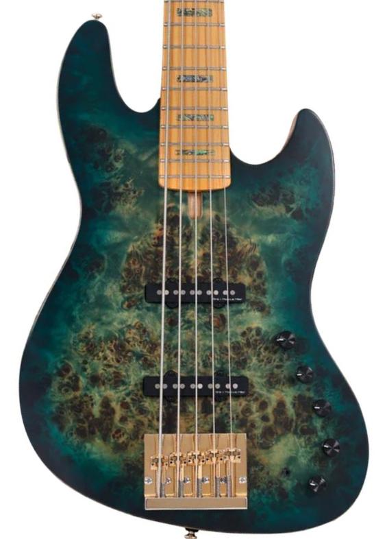 Basse électrique solid body Sire Marcus Miller V10 5ST 5-String - Transparent green satin
