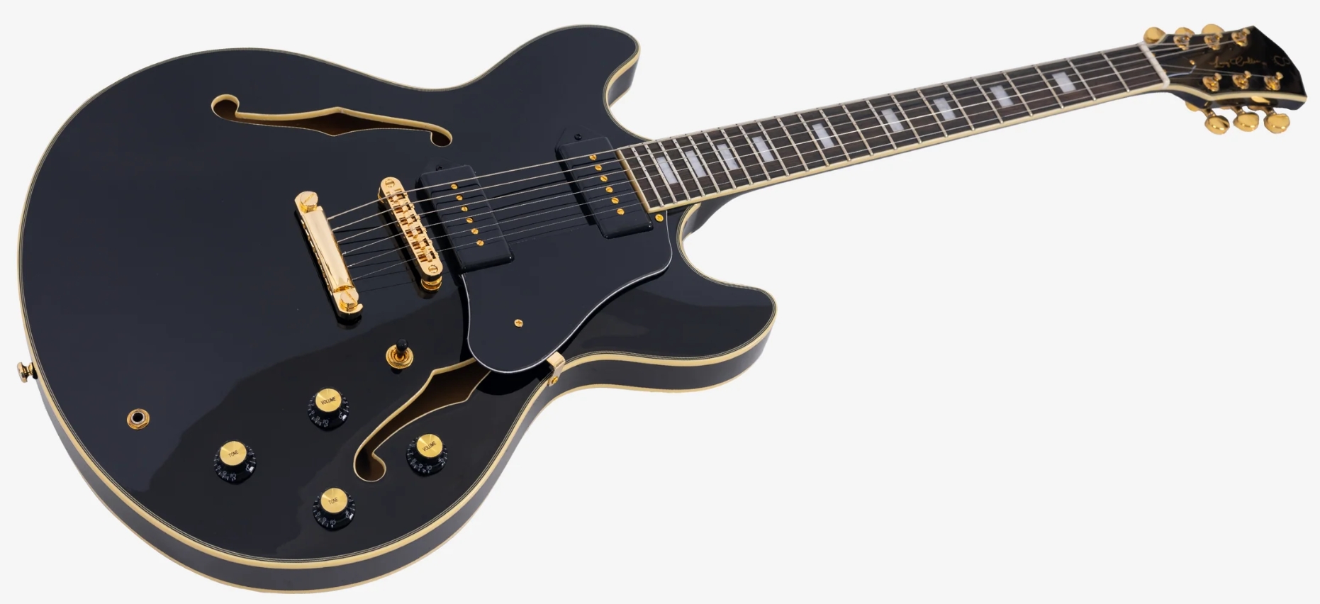 Sire Larry Carlton H7v Lh Signature Gaucher 2s P90 Ht Eb - Black - Guitare Électrique 1/2 Caisse - Variation 2