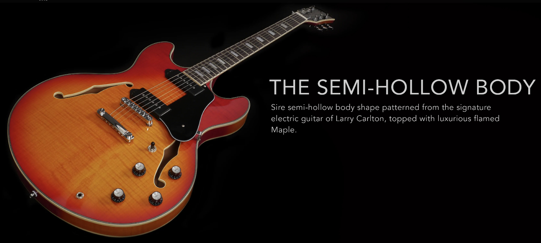 Sire Larry Carlton H7v Signature 2s P90 Ht Eb - Cherry Sunburst - Guitare Électrique 1/2 Caisse - Variation 1