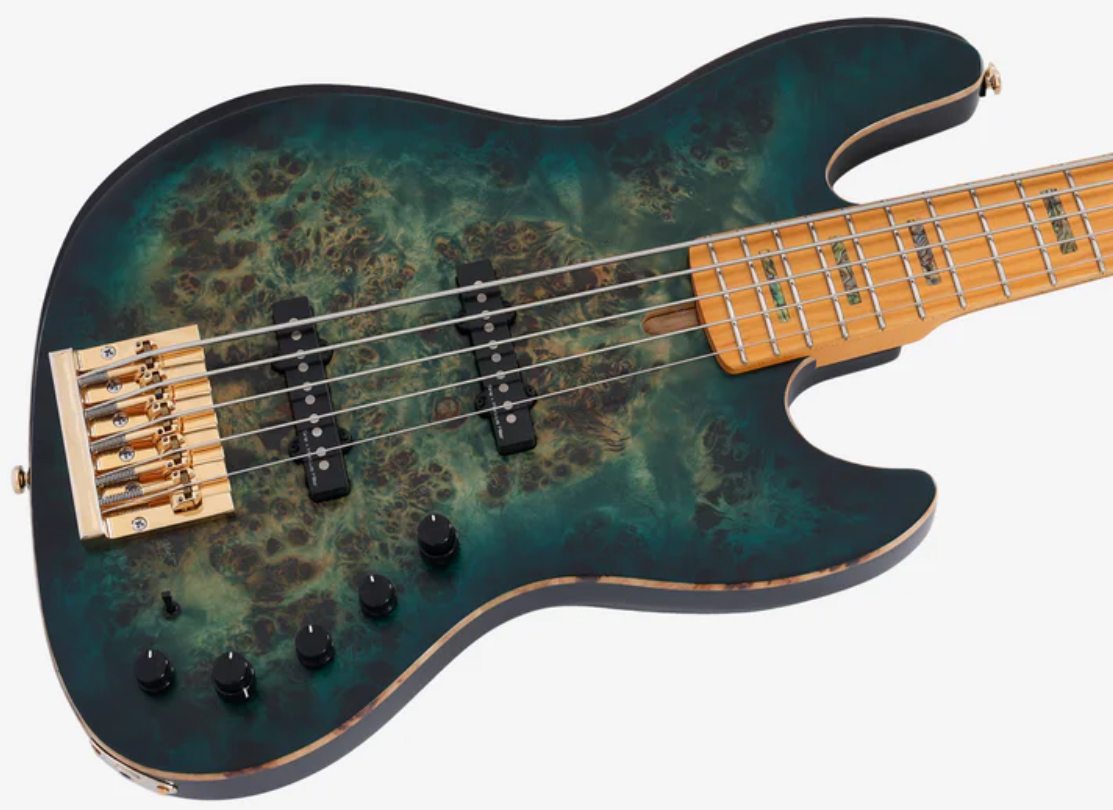 Sire Marcus Miller V10 5st 2nd Gen. 5c Active Mn - Transparent Green Satin - Basse Électrique Solid Body - Variation 2