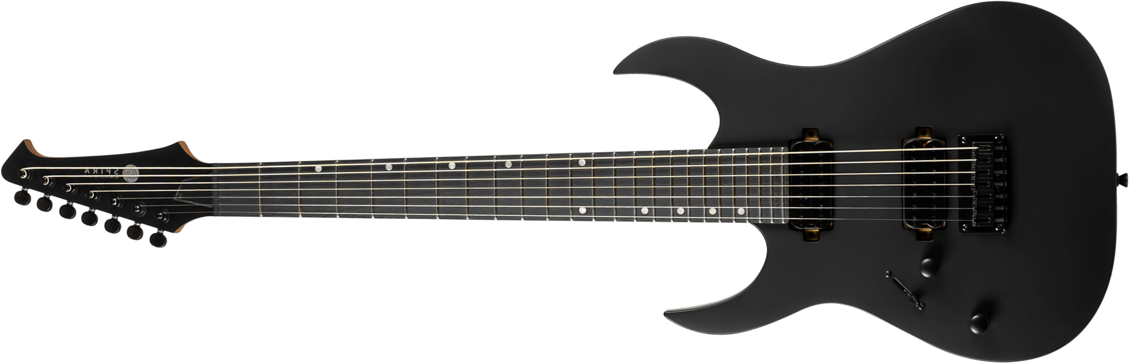Spira Guitars S407 Mbk Lh Gaucher 7c Baryton 2h Ht Ebh Ht - Satin Black - Guitare Électrique Baryton - Main picture