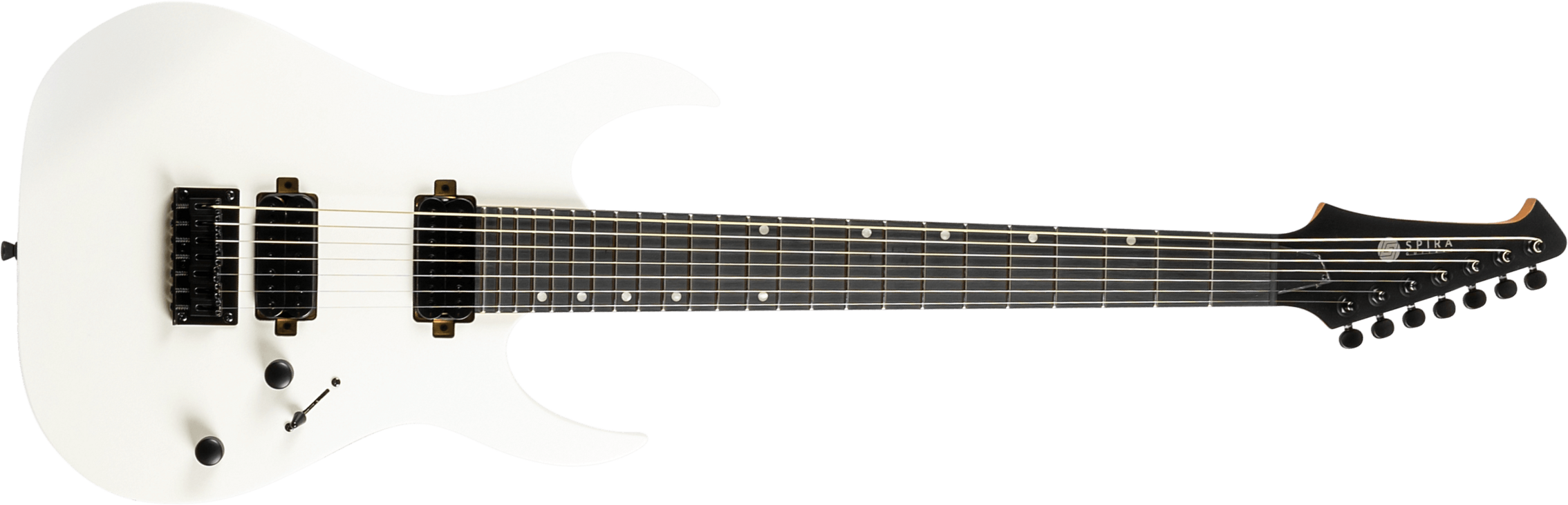 Spira Guitars S407 Mwh 7c Baryton 2h Ht Eb - Satin White - Guitare Électrique Baryton - Main picture