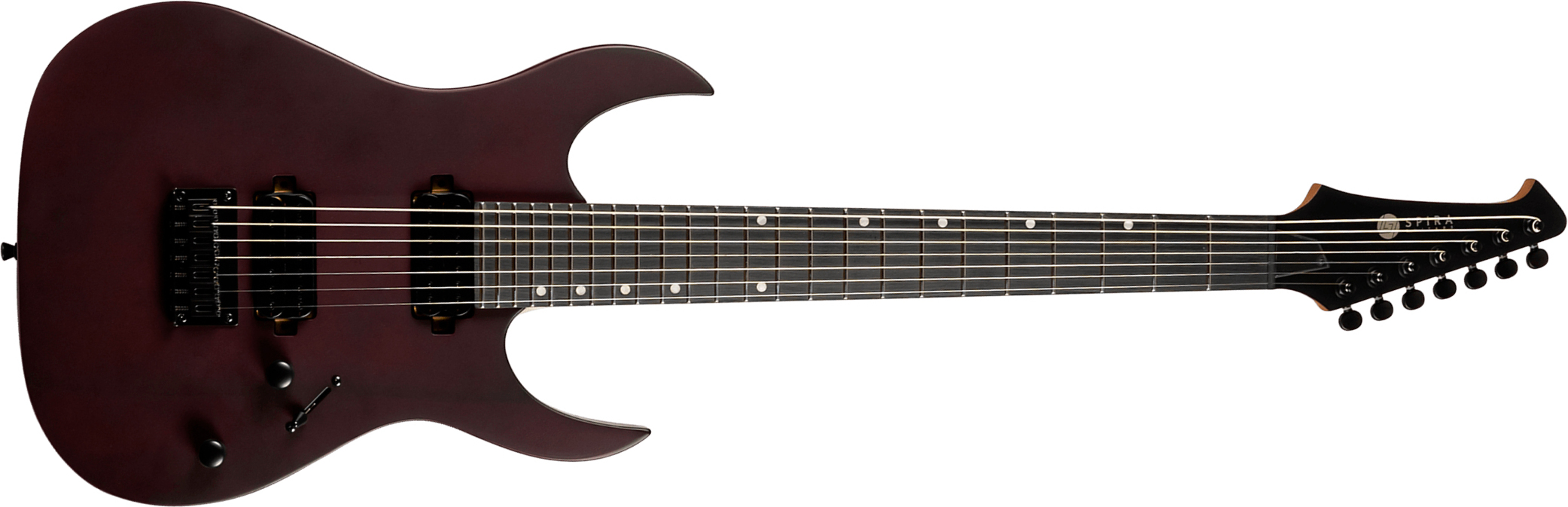 Spira Guitars S407 Mwr 7c Baryton 2h Ht Eb - Wine Red Satin - Guitare Électrique Baryton - Main picture