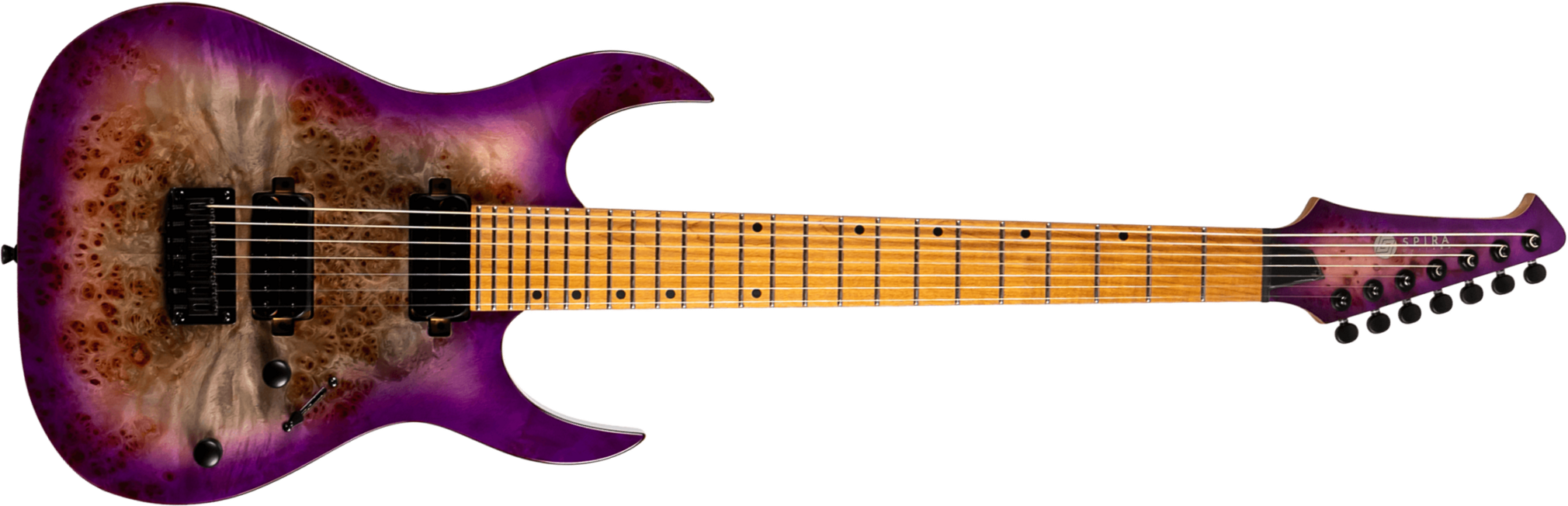 Spira Guitars S457 Tpp 7c Baritone 2h Ht Mn - Gloss Trans Purple - Guitare Électrique Baryton - Main picture