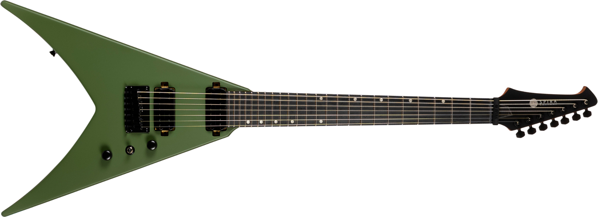 Spira Guitars V407 Mgr 7c 2h Ht Eb - Green Satin - Guitare Électrique MÉtal - Main picture