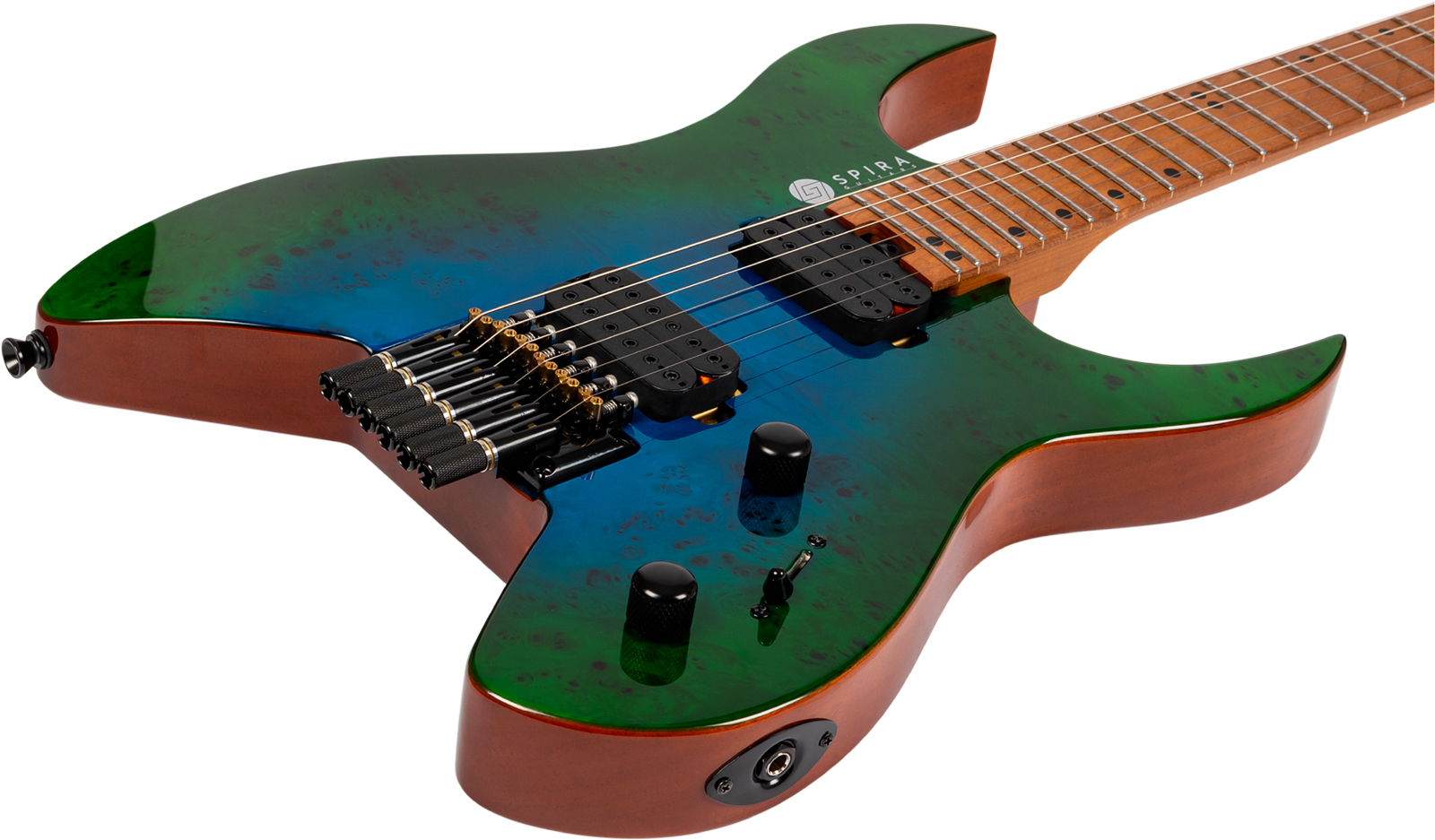 Spira Guitars S500 Gbr Headless 2h Ht Mn - Green & Blue - Guitare Électrique Double Cut - Variation 2