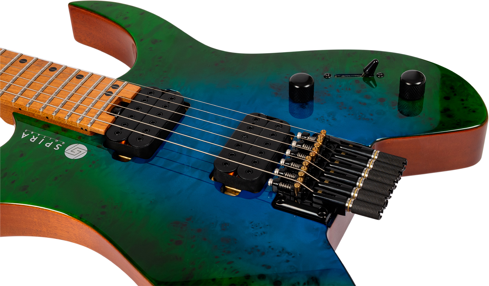 Spira Guitars S500 Gbr Headless 2h Ht Mn - Green & Blue - Guitare Électrique Double Cut - Variation 3