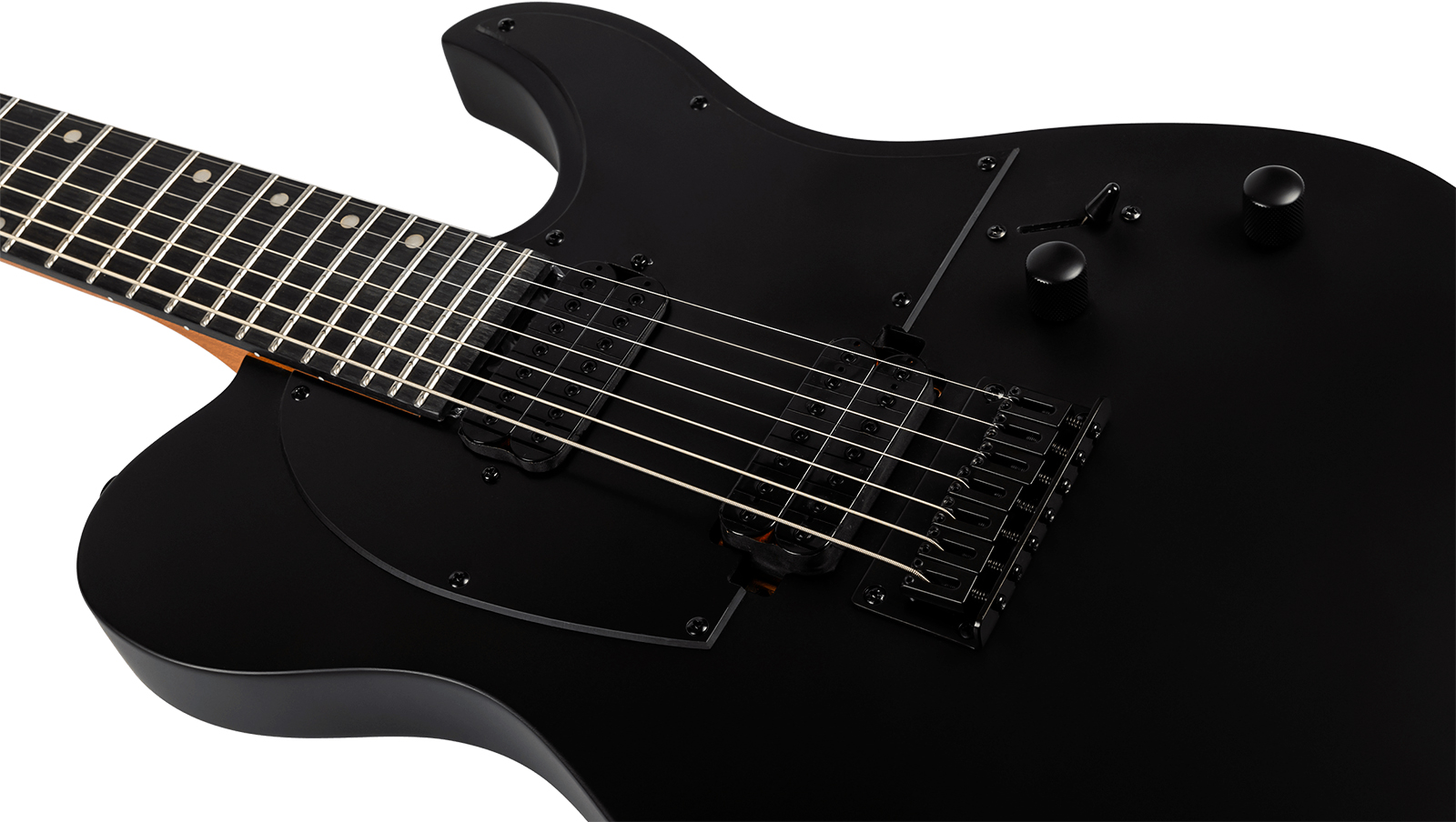 Spira Guitars T407 Mwh 7c 2h Ht Eb - Satin Black - Guitare Électrique Baryton - Variation 4